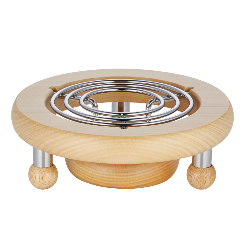 Fornelletto Scalda tè in Acciaio con Base in Legno – Per Teiere