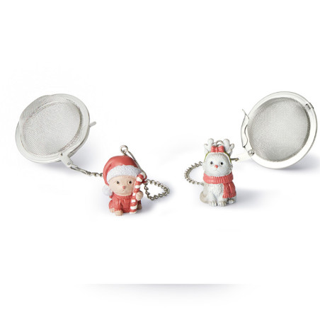 Colino da Tè in Acciaio con Charm Christmas Cats – 5 cm