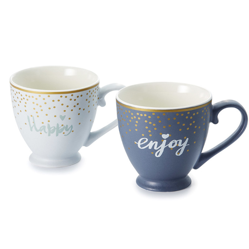 Tazza Nika in ceramica decorata – 250 ml – Blu o Bianca