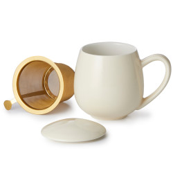 Tisaniera Saara Gold in Ceramica – 350 ml – Bordeaux o Crema