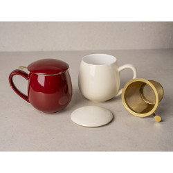 Tisaniera Saara Gold in Ceramica – 350 ml – Bordeaux o Crema