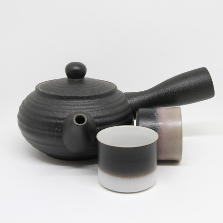 Set kyusu nero con due coppette