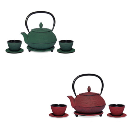 Set Teiera in Ghisa Arare con 2 Tazze e Sottoteiera – 0,9 L