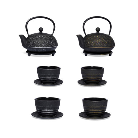 Set Teiera in Ghisa Saitama 0,9 L con 2 Tazze e Piattini – Filtro Acciaio Incluso
