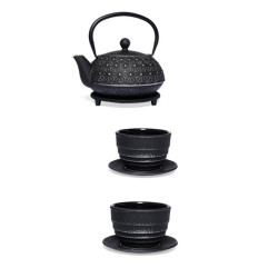 Set Teiera in Ghisa Saitama 0,9 L con 2 Tazze e Piattini – Filtro Acciaio Incluso