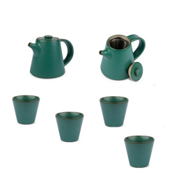 Set teiera petrolio + 4 cup in ceramica
