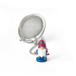 Colino da Tè in Acciaio con Charm Gnomo Natalizio – 5 cm